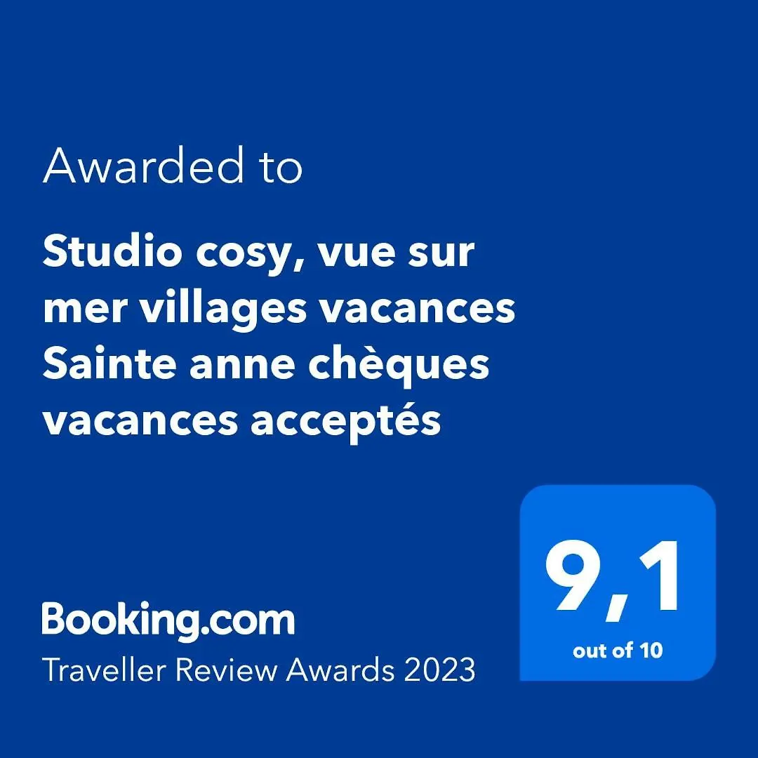 Studio cosy, vue sur mer villages vacances Sainte anne chèques vacances acceptés Appartement